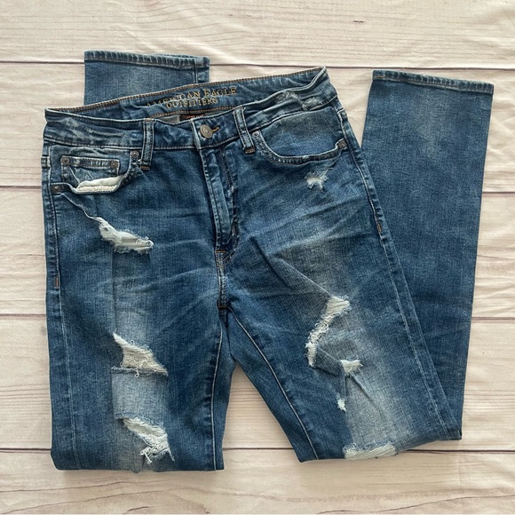 American Eagle Outfitters Blue Slim Jeans Distressed